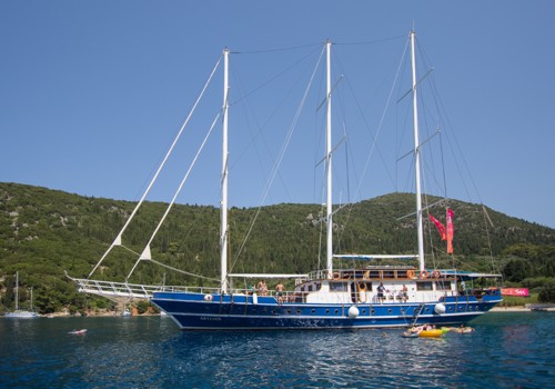 Boat at Sail in Greece Mykonos