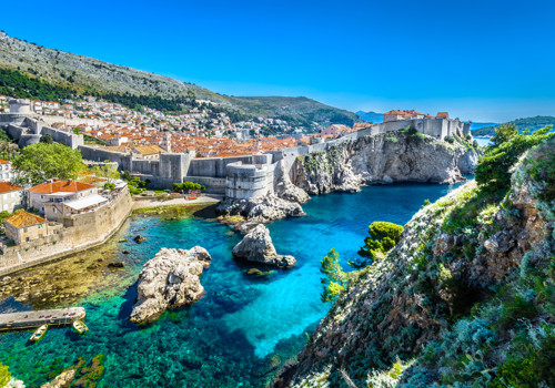 Aerial Panoramic View At Famous European Travel Destination, Dubrovnik Cityscape On Adriatic Coast