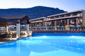 Exterior View of Island Blue Hotel, Swimming Pool and Restaurant