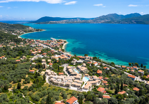 Aerial View of Crystal Waters Lefkada and Surrounding Area