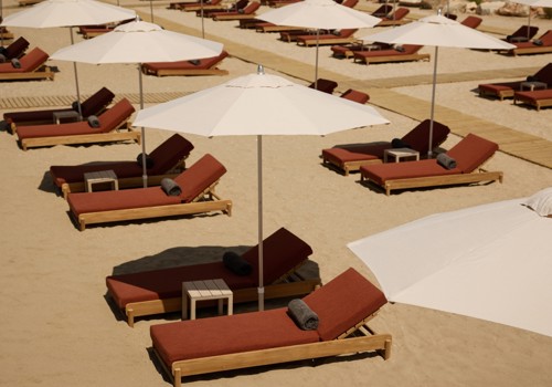 Sunbeds In The Beach At Domes 91 Athens Riviera